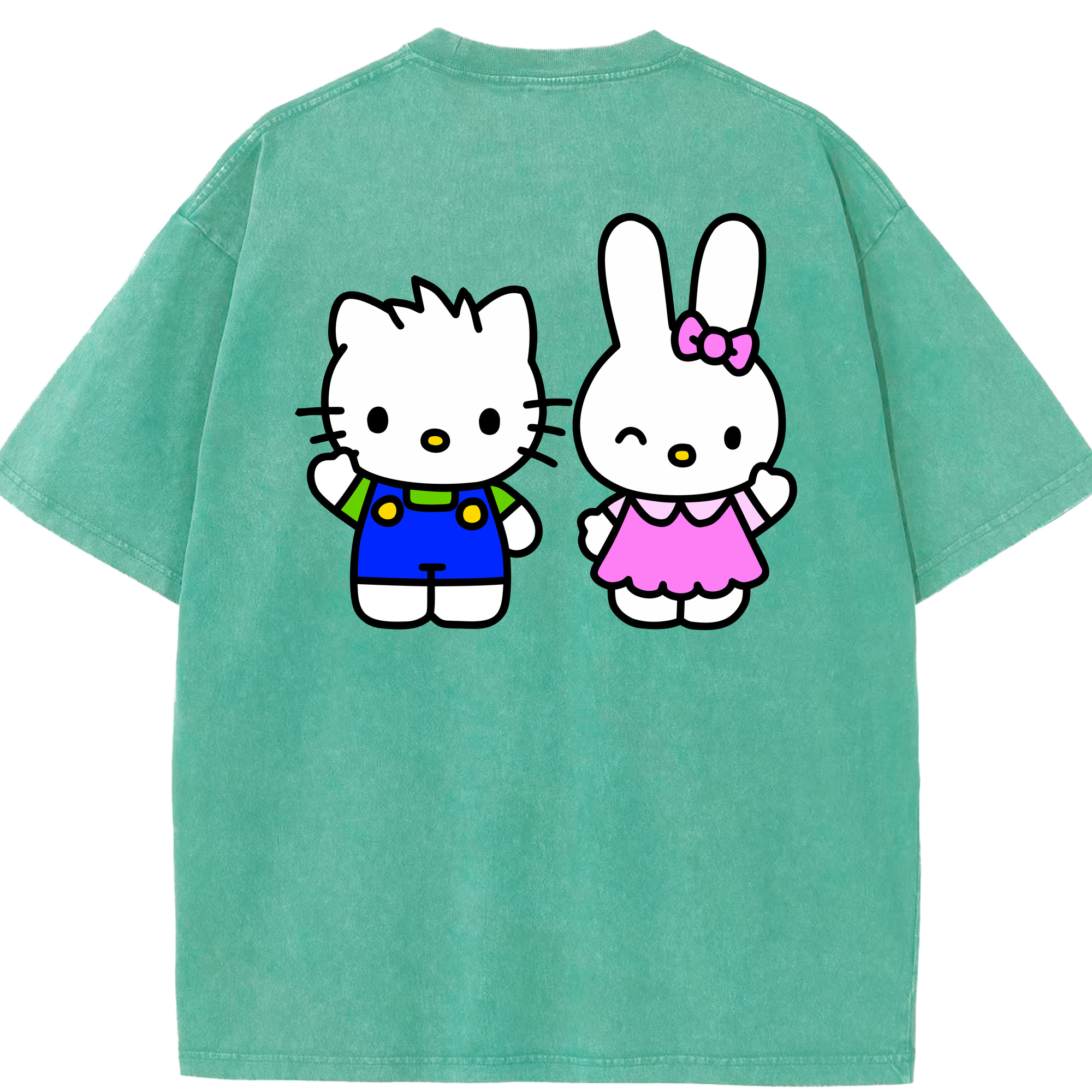 （画像用） Hello Kitty ハローキティ 綿100% ヴィンテージ風 半袖Tシャツ（背面プリント）